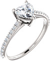 Pure White Heart-Shaped Cubic Zirconia Ring in Sterling Silver