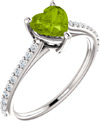 Olive-Colored Peridot Heart Ring in Sterling Silver