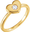 Solitaire Diamond Undivided Heart Ring for Women in 14K Gold