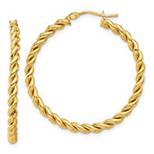 1 3/8 inch italian twist hoop earrings 14k gold