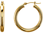 1-Inch 14K Yellow Gold Hinged Hoop Earrings (3mm)