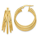 1 inch italian multi-Hoop earrings 14k gold