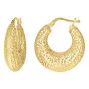 1 inch puffed hoop earrings 14k gold