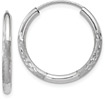 14K White Gold Satin Diamond-Cut Endless Hoop Earrings (3/4
