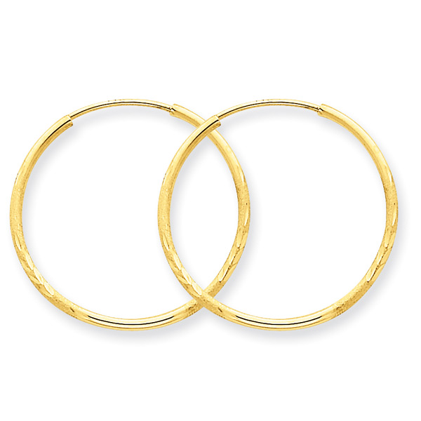 Thin 14K Gold Diamond-Cut Endless Hoop Earrings (7/8