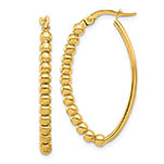 Italian beaded oval hoop earrings 14k gold