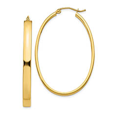 large plain polished oval hoop earrings 14k gold