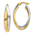 oval twist hoop earrings 14k two-tone gold