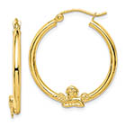 polished angel hoop earrings 10k gold