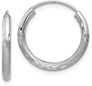 Small 14K White Gold Satin and Diamond-Cut Endless Hoop Earrings (9/16