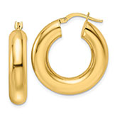 Thick 1-Inch Italian Hoop Earrings 14K Gold
