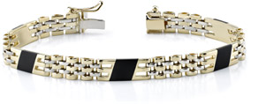 14K Gold Men's Design Onyx Bracelet