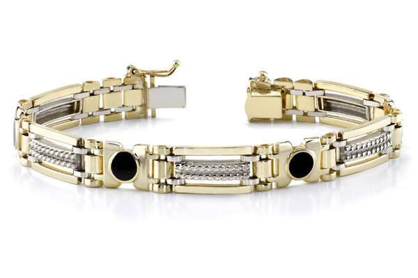 14K Gold Men's Onyx Bracelet