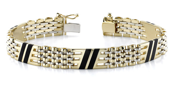 14K Gold Men's Onyx Design Bracelet
