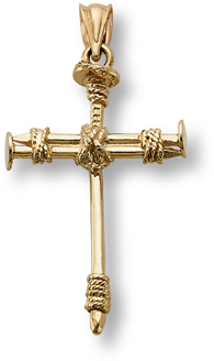 14K Gold Cross of Nails Cross Pendant