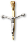 modern crucifix pendant 14k two tone gold