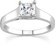 Cathedral Style Princess Cut CZ Ring, 14K White Gold