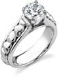Mounting/Setting Only for Heart Engagement Ring, without Diamond, 14K White Gold