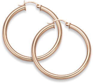14K Rose Gold Hoop Earrings, 1 1/2