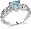 Trillion-Cut Blue Topaz and Diamond Ring, 14K White Gold
