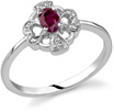 Cross and Heart Ruby and Diamond Ring, 14K White Gold