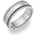 Sterling Silver Brushed Hammered Wedding Band Ring