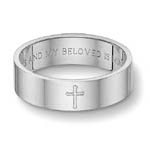 Sterling Silver Song of Solomon Cross Wedding Band Ring