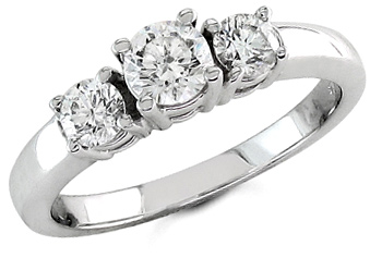 1 Carat Three Stone Diamond Engagement Ring