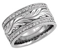 Hand Carved Paisley Diamond Wedding Band Ring