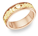 Celtic Claddagh Wedding Band Ring - 14K Two-Tone Gold