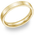 14K Yellow  Gold Flat Wedding Band Ring - 4mm