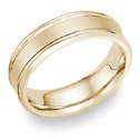 14K Yellow Gold Wedding Band with Brushed Center