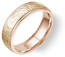 14K Rose and Yellow Gold Hammered Wedding Band Ring