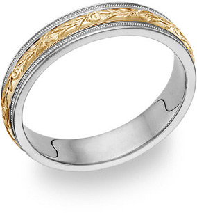Paisley Wedding Band in 18K Two-Tone Gold
