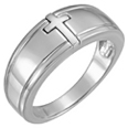 14K White Gold Women's Christian Cross Ring