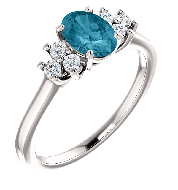 London Blue Topaz Diamond Trinity Ring