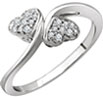 1/10 Carat Double Diamond Heart Ring, 10K White Gold