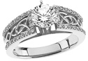 1.16 Carat Celtic Knot Diamond Engagement Ring, 14K White Gold
