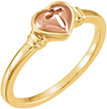 10K Rose and Yellow Gold Heart Cross Ring