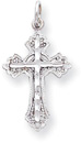 10K White Gold Diamond-Cut Cross Pendant