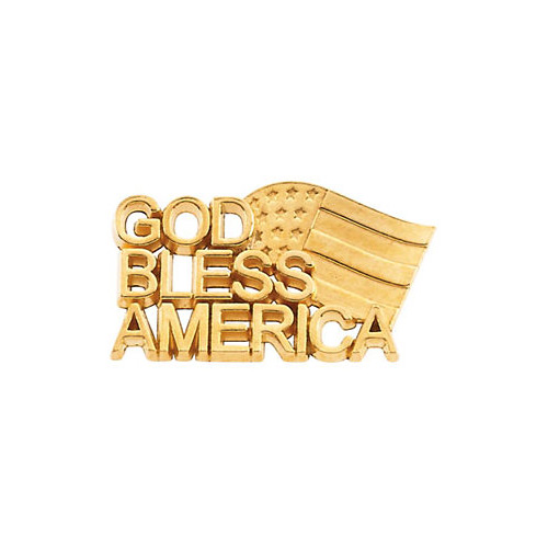 14K Gold God Bless America Lapel Pin