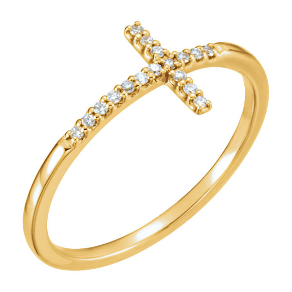 14K Gold Diamond Cross Ring for Women