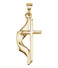 14K Gold Methodist Cross Pendant, 1 3/16