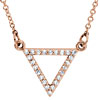 14K Rose Gold Diamond Triangle Necklace, 16