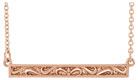 14K Rose Gold Paisley Scroll Bar Necklace