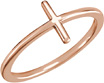 14K Rose Gold Plain Cross Ring for Women