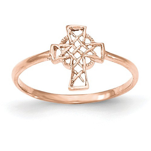 14K Rose Gold Women's Celtic Cross Ring