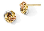 14K Tri-Color Gold Love Knot Earrings