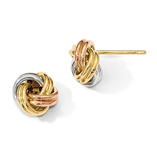 14K Tri-Color Gold Love Knot Earrings