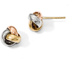 14K Tri-Color Gold Polished Love Knot Earrings